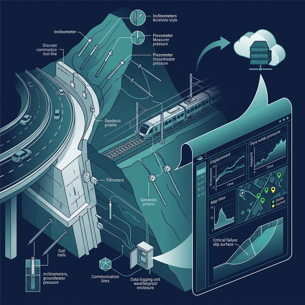 Slope Stability Monitoring for Highways and Railways: An Engineer's Field Guide